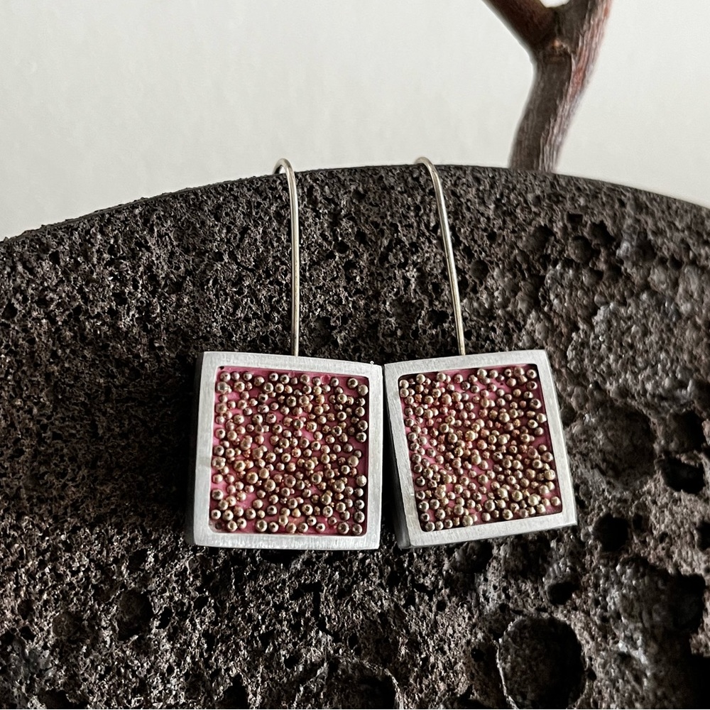 Pink Bubble Earrings, Handmade